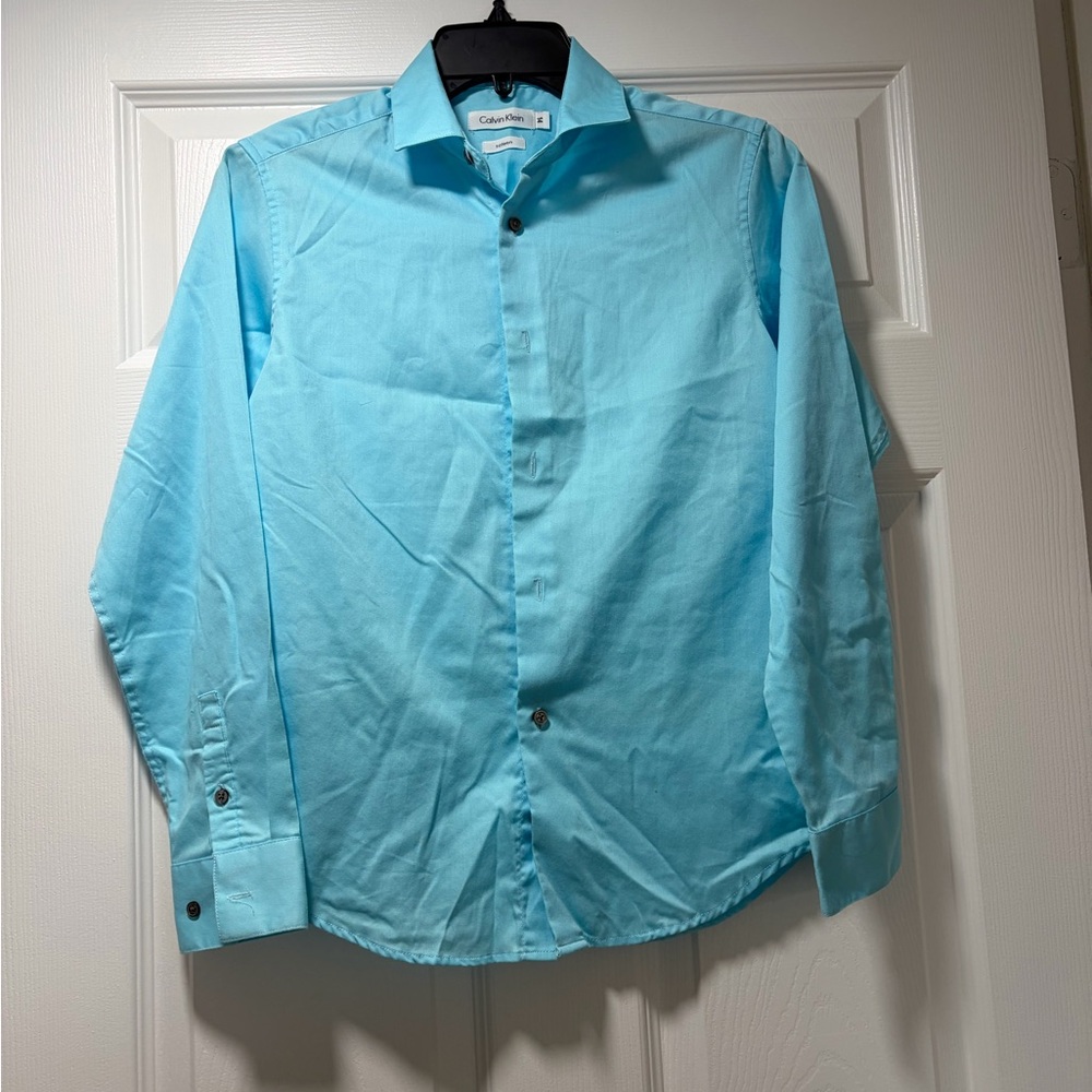 Calvin Klein Men's Aqua Button Down Shirt